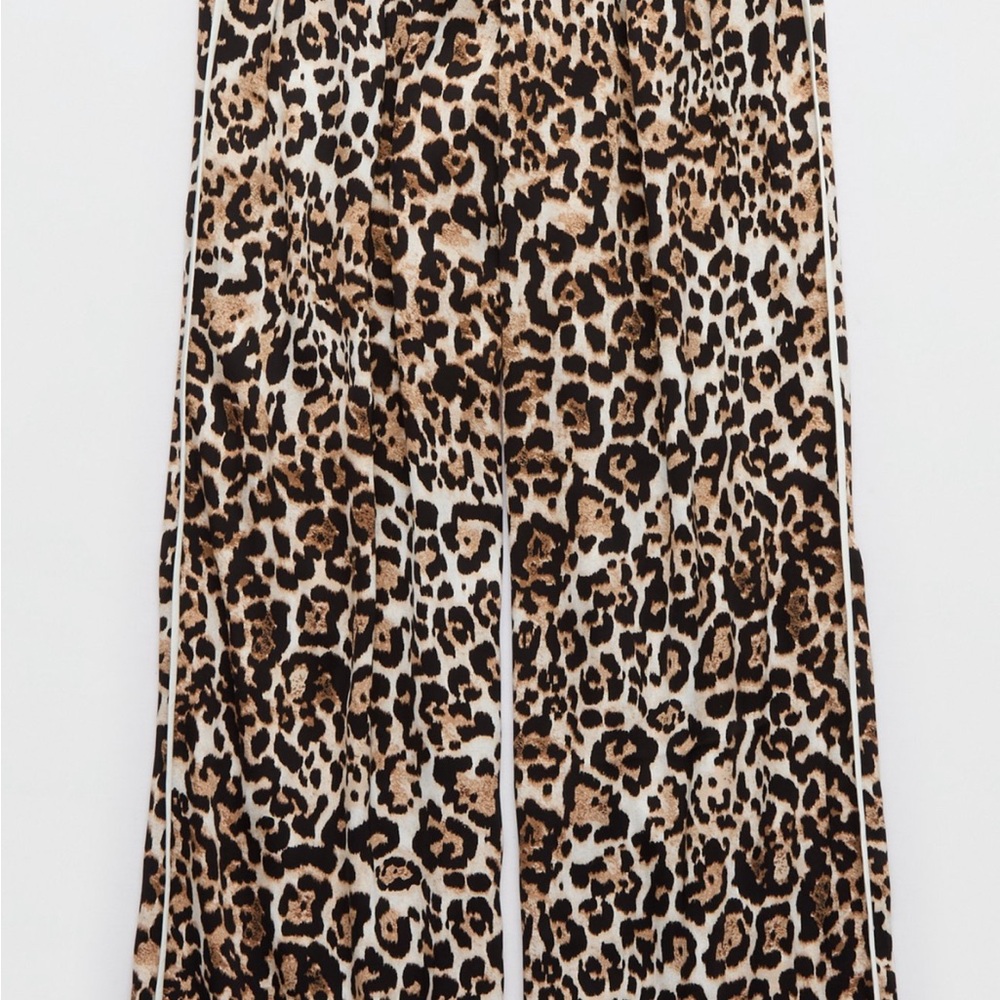 Leopard Print Satin Pants